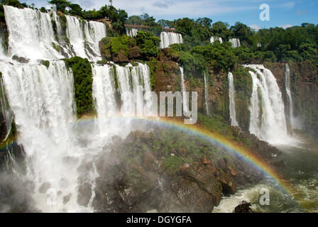 Iguazu Wasserfälle, Flussufer auf der argentinischen Seite Fluss Iguazu, Argentinien, Südamerika Stockfoto