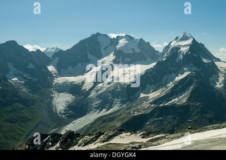 Berninagruppe vom Corvatsch, Schweiz Stockfoto