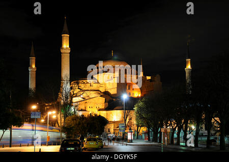Night Shot, die Hagia Sophia, UNESCO-Weltkulturerbe, Altstadt, Istanbul, Europa Stockfoto