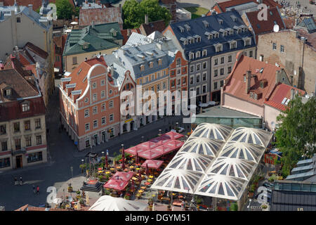 Reihe der Häuser von oben, Altstadt, Riga, Lettland, Europa Stockfoto