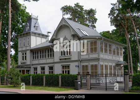 Holz- haus, villa, juras Iela, Jurmala, Lettland, Baltikum, Europa Stockfoto