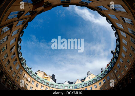 Brantingtorget, Hof, Fischaugen Ansicht, Gamla Stan, Stockholm, Stockholms län, Schweden Stockfoto