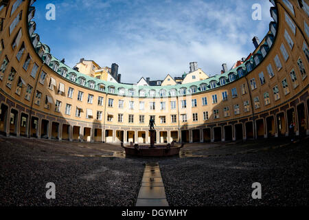 Brantingtorget, Hof, Fischaugen Ansicht, Gamla Stan, Stockholm, Stockholms län, Schweden Stockfoto