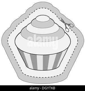 Coupon-Aufkleber mit cupcake Stockfoto