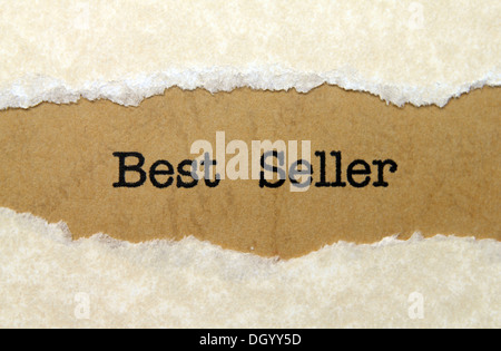 Besten Verkäufer Text auf Papier Loch Stockfoto