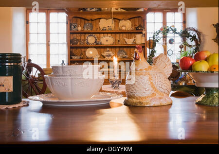 Speisesaal in einem alten Canadiana Cottage Stil Heim, ca. 1850, Laval, Quebec, Kanada dieses Bild ist Eigentum Stockfoto