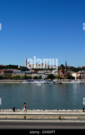 Budapest Ungarn Buda Stadtteil Blick vom Pestseite der Donau Stockfoto