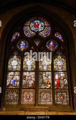 Glasfenster, Kirche Saint-Nizier, Lyon, Département Rhône, Rhône-Alpes, Frankreich, Europa Stockfoto