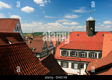 Blick von der Stiftskirche Kirche, Herrenberg, Landkreis Böblingen, Baden-Württemberg Stockfoto