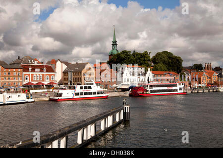 Stadtbild von Kappeln und der Schlei-Fluss in Schleswig-Holstein Stockfoto