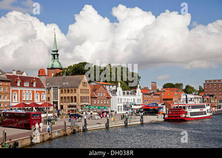 Stadtbild von Kappeln und der Schlei-Fluss in Schleswig-Holstein Stockfoto