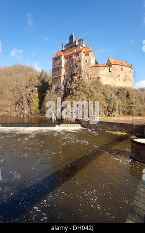 Burg Kriebstein am Fluss Zschopau, Sachsen Stockfoto