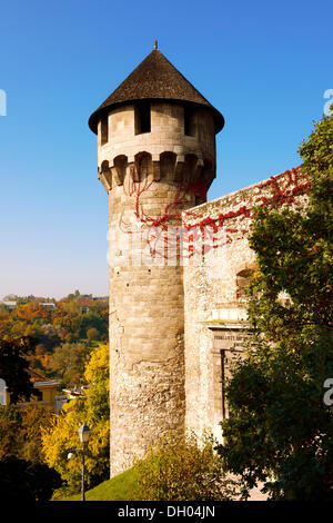 Burgmauern und Befestigungsanlagen von Buda, Budapest, Ungarn, Europa Stockfoto