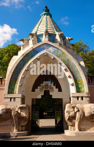 Budapester Zoo und Botanischen Garten, Jugendstil Eingang, Budapest, Ungarn, Europa Stockfoto