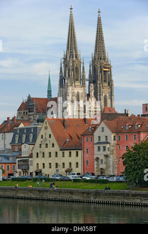 St.-Petri Dom, Donau, Regensburg, Oberpfalz, Bayern Stockfoto