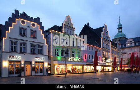 Geschäfte auf einem Markt, Recklinghausen, Ruhrgebiet, Nordrhein-Westfalen Stockfoto