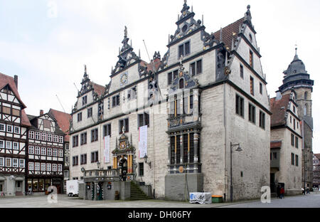 Rathaus, erbaut im Stil Weser-Renaissance, Hann. Muenden, kurz für Hannoversch Muenden, Niedersachsen Stockfoto