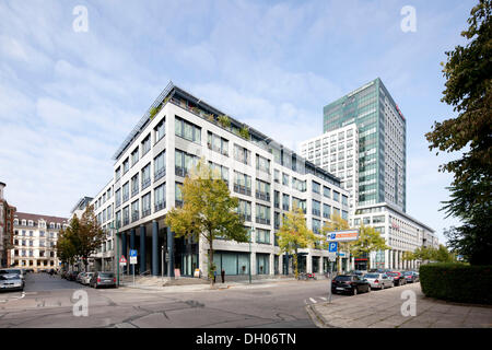 Loehrs Carré-Service-Center, Sparkasse Leipzig Sparkasse, Landesbank Sachsen regionale staatliche Bank, Leipzig, PublicGround Stockfoto