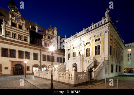 Alte Handelsboerse Gebäude, altes Rathaus, Leipzig, Sachsen, PublicGround Stockfoto