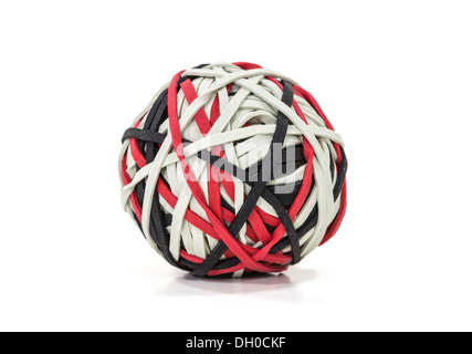 Gummiband-Ball geschossen auf weiß. Stockfoto