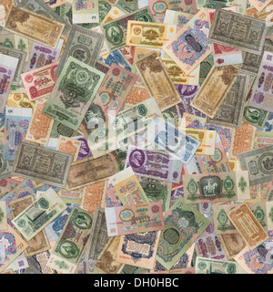 Nahtlose Textur des alten Banknoten. Stockfoto