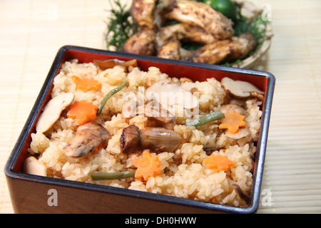 Matsutake Pilze Reis Stockfoto