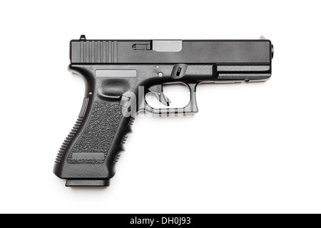 Glock 17 9mm halbautomatische Pistole isoliert auf weiss Stockfoto