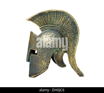 Antiken griechischen Helm spartanischen Stil, Isolated on White Stockfoto