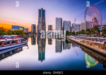 Yokohama, Japan Skyline bei Minato Mirai Hafenviertel. Stockfoto
