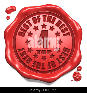Top 4-in-Charts - Stempel auf rot Wachs-Siegel. Stockfoto