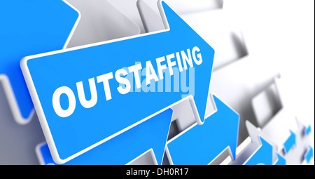 Outstaffing. Betriebswirtschaftlicher Hintergrund. Stockfoto