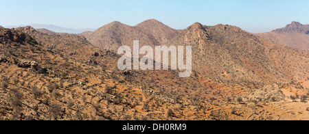 Aufnahmen auf einer Straße Reise durch den Anti-Atlas-Gebirge in der Stadt von Taroudant, Süden von Marokko, Nordafrika Stockfoto