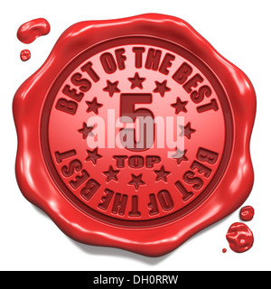 Top 5 in Charts - Stempel auf roten Wachs-Siegel. Stockfoto