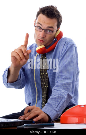 Bitte warten, jetzt bin ich im Gespräch mit Kunden! Stockfoto