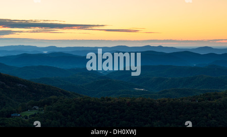 Sonnenaufgang auf der Blue Ridge Parkway Stockfoto