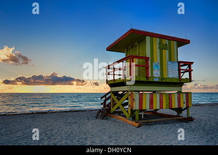 8th Street Art-Deco-Rettungsschwimmer-Turm in Miami Beach Stockfoto