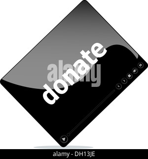 Video-Player für das Web mit Spenden Wort Stockfoto