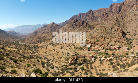 Aufnahmen auf einer Straße Reise durch den Anti-Atlas-Gebirge in der Stadt von Taroudant, Süden von Marokko, Nordafrika Stockfoto