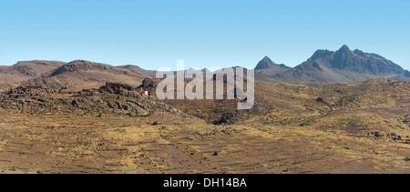 Aufnahmen auf einer Straße Reise durch den Anti-Atlas-Gebirge in der Stadt von Taroudant, Süden von Marokko, Nordafrika Stockfoto