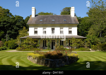 Atemberaubende Mahlzeiten und Gärten bei Plas Bodegroes, ein schönes Restaurant in Nord-Wales, Platz für 40 Gäste Stockfoto