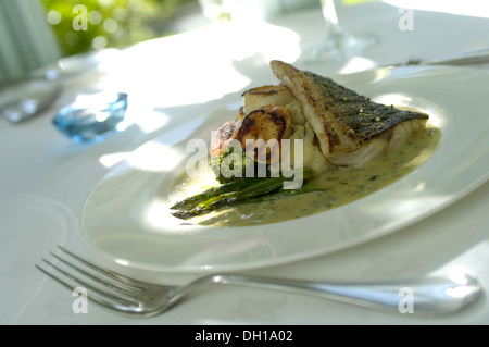 Atemberaubende Mahlzeiten in Plas Bodegroes ist schönes Restaurant in Nord-Wales Platz für 40 Gäste Stockfoto