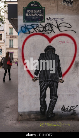 Spray-Kunst-Graffiti in Paris, Frankreich Stockfoto