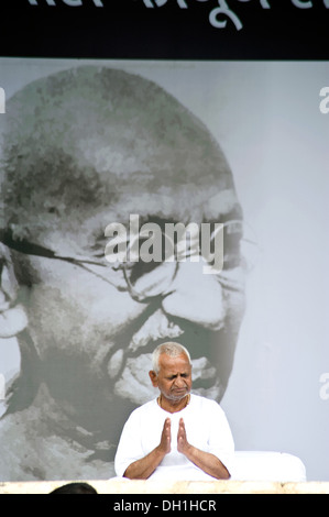 Anna Hazare schnell bei Ramlila Maidan New Delhi Indien Asien Stockfoto