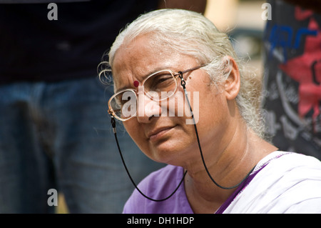 Medha Patkar, indische Sozialaktivistin, Sozialreformerin, Politikerin, Gründerin, Narmada Bachao Andolan, Indien, Asien Stockfoto