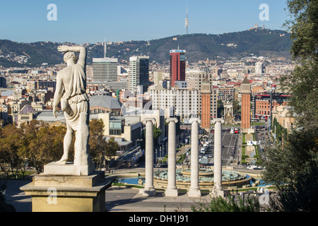 Ausblick auf Barcelona vom Montjuïc Stockfoto