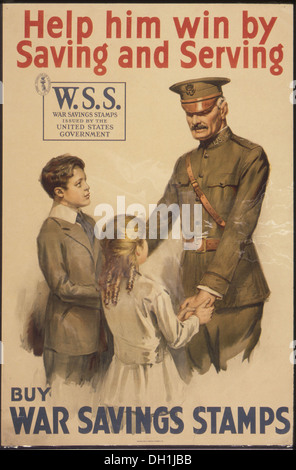 Helfen Sie ihm durch sparen und gewinnen. W.S. S. Krieg Speichern von Briefmarken durch die Regierung der Vereinigten Staaten. Kaufen Sie Krieg speichern... 512650 Stockfoto