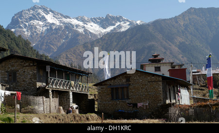 Nepal Malemchigaun Sherpa Dorf, Langtang. Stockfoto