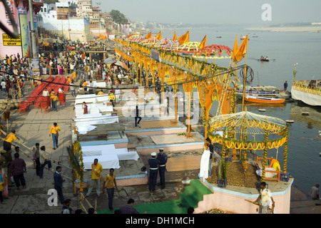 Prayag Ghat Kashi Varanasi Benares Uttar Pradesh, Indien Stockfoto