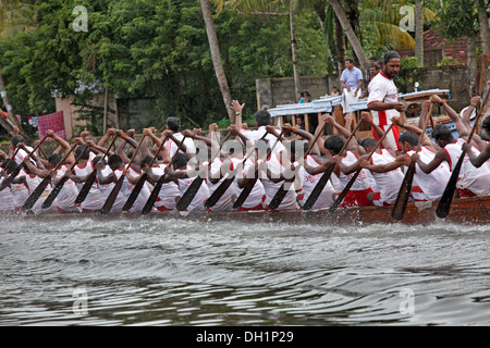 Bootsrennen in Punnamada See in Alleppey Kerala Indien Stockfoto