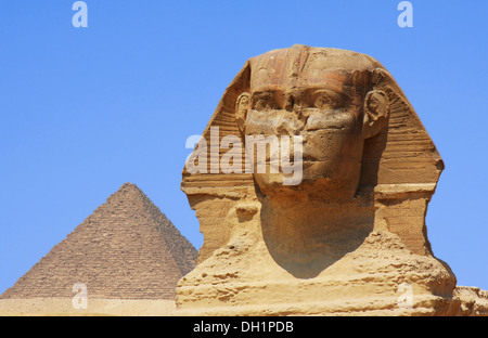 Die Sphinx und die Pyramiden von Gizeh in Ägypten Stockfoto